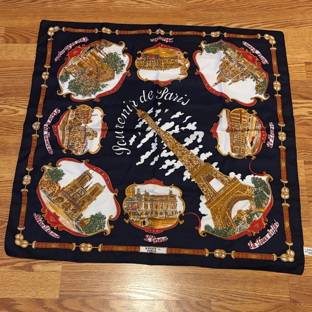 Roger L. Paris Souvenir Scarf with Eiffel Tower Design